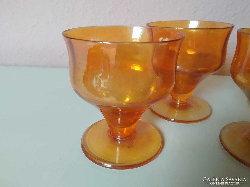 5 pieces, antique stemmed glass, amber color, very beautiful