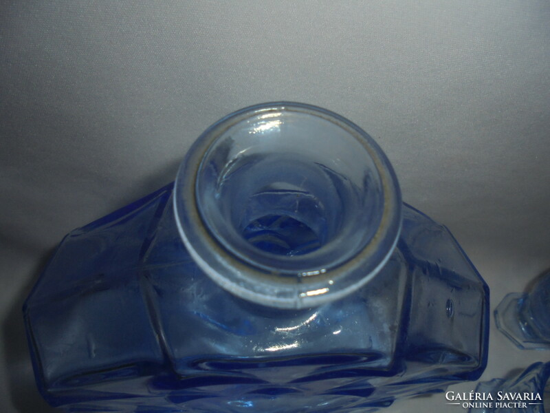 Régi kék üveg likőrös készlet