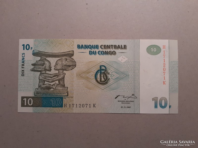 Kongói Demokratikus Köztársaság-10 Francs 1997 UNC