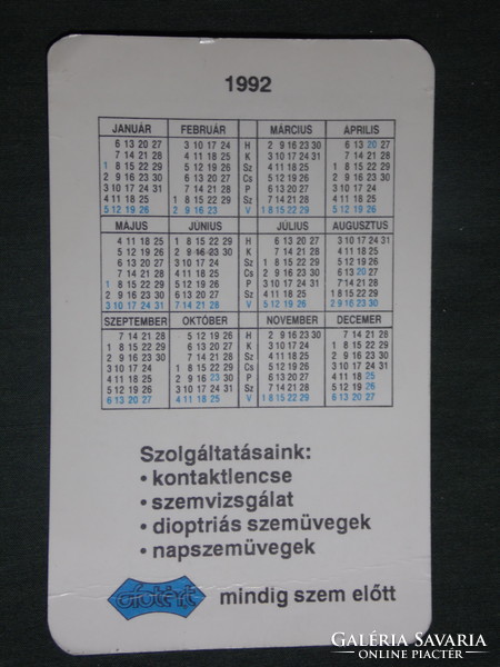 Card calendar, ofotért photo stores, graphic artist, humorous, 1992