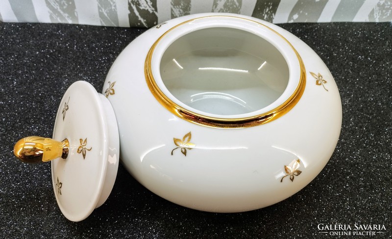 Vintage lottin porcelain bonbonier with gold pattern