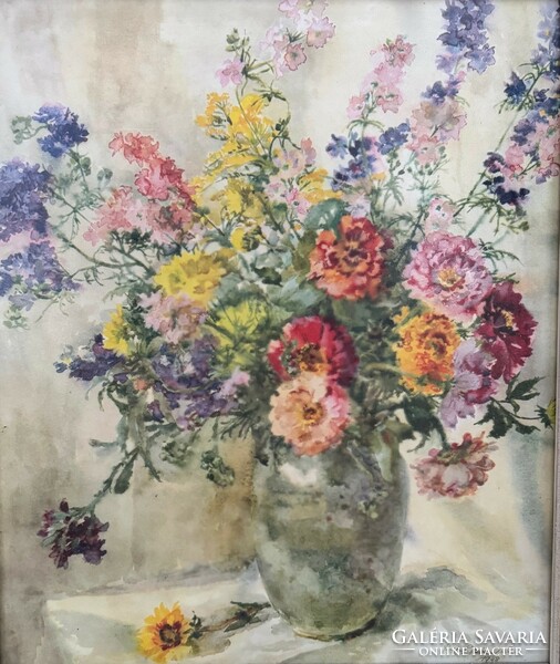 Flower still life - watercolor. Marked, original work!