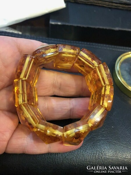 Amber bracelet, art deco, with fossils, ore inside, rarity