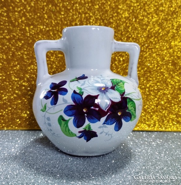 Virágmintás kisméretű kerámia váza