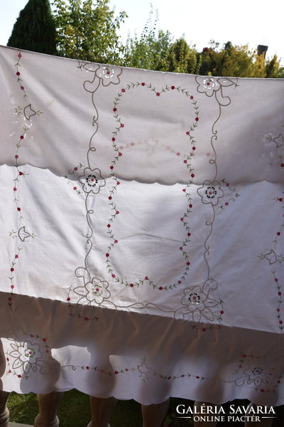 Old huge embroidered riselt festive large tablecloth tablecloth 170 x 123 cm