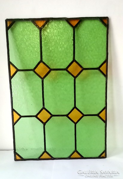 2 Pcs cathedral lead glass old negotiable art deco design