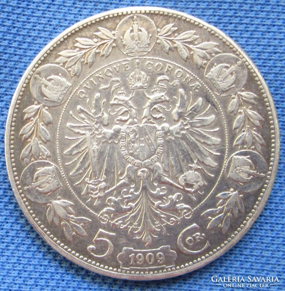 József Ferenc silver 5 crowns 1909 schwartz