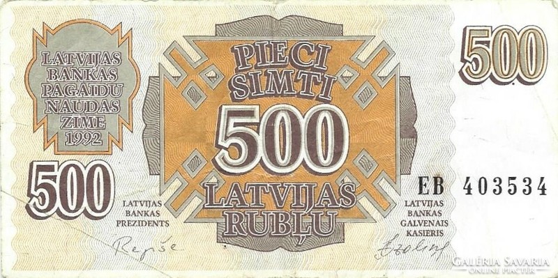 500 rubel rublu 1992 Lettország