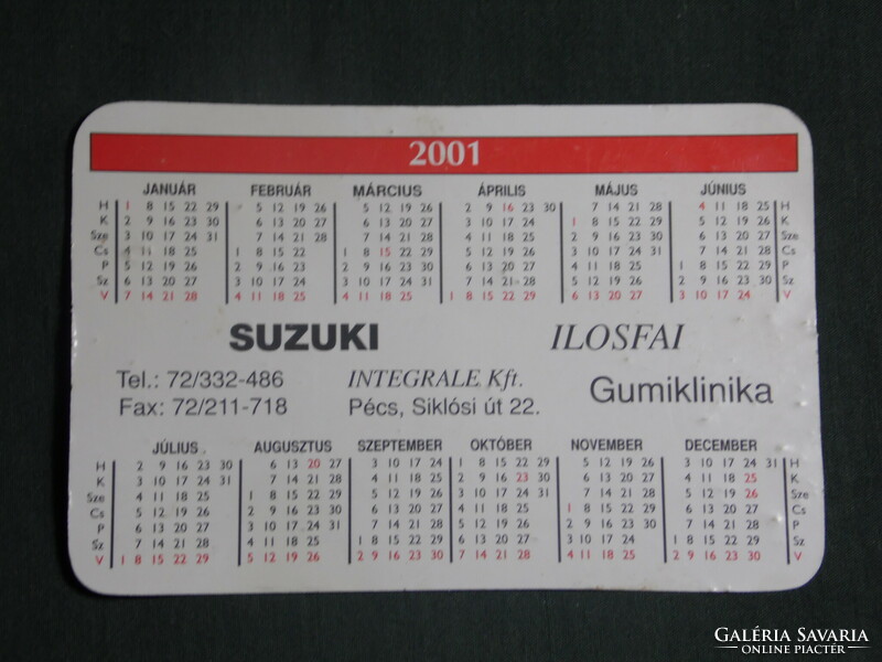 Card calendar, suzuki ilosfai rally team Pécs, 2000