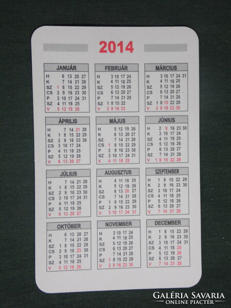 Card calendar, city taxi, Ózd, 2014