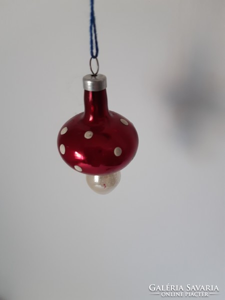 Mushroom - old glass Christmas tree ornament - small