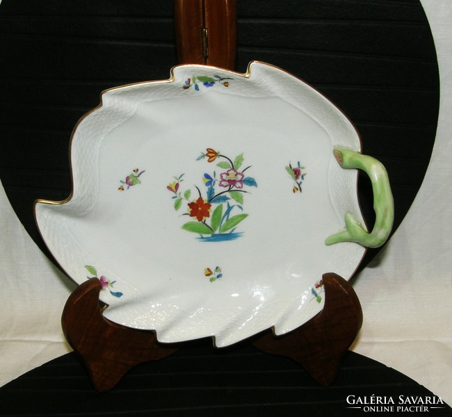 Herend leaf-shaped serving bowl with chinoise oriental pattern - 23 x 20 cm - 1946s'