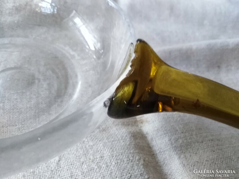 Konyhai üveg edényke - olajzöld fülesen