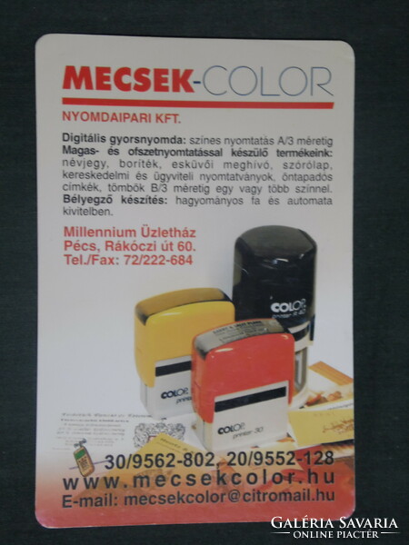 Card calendar, Pécs printing press, stamp, seal, 2010