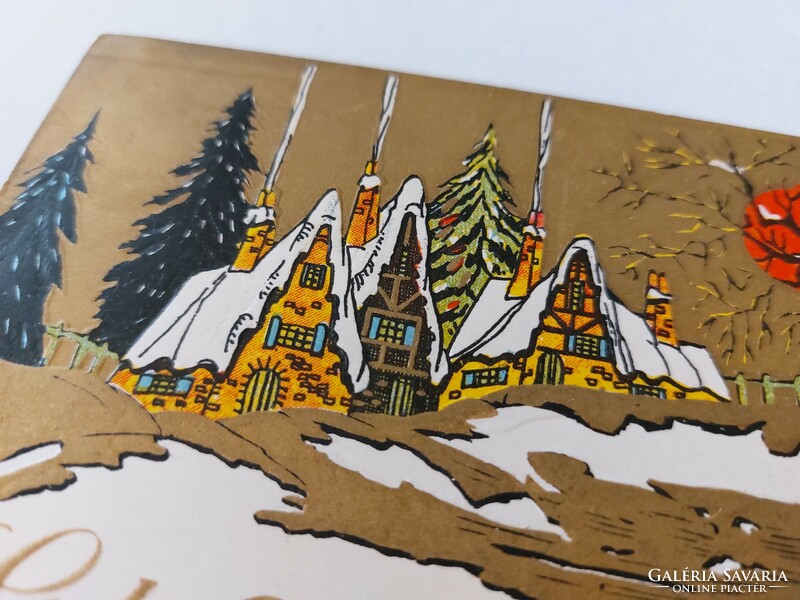 Régi képeslap karácsonyi dombornyomott levelezőlap