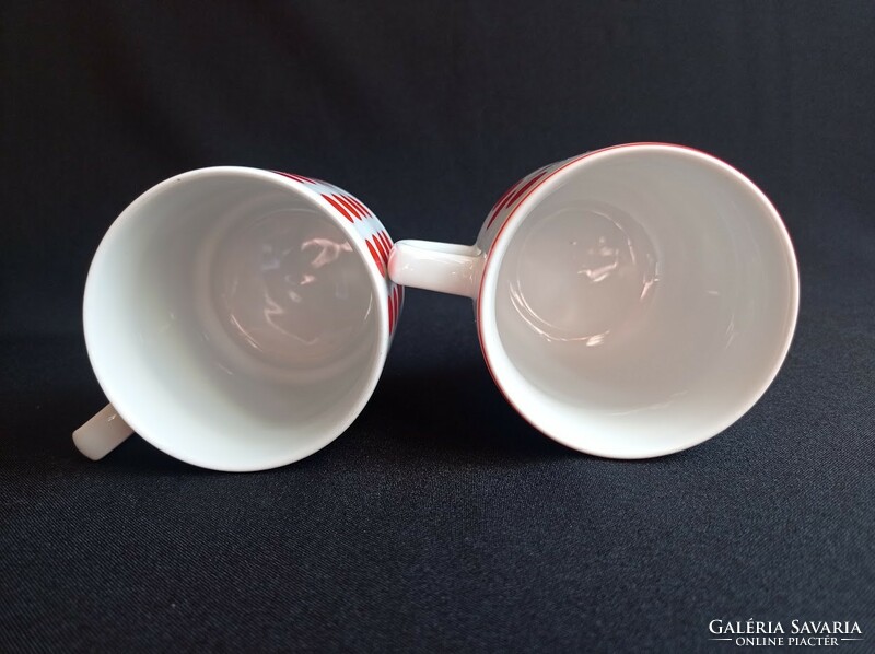 Retro Czech polka dot porcelain mugs