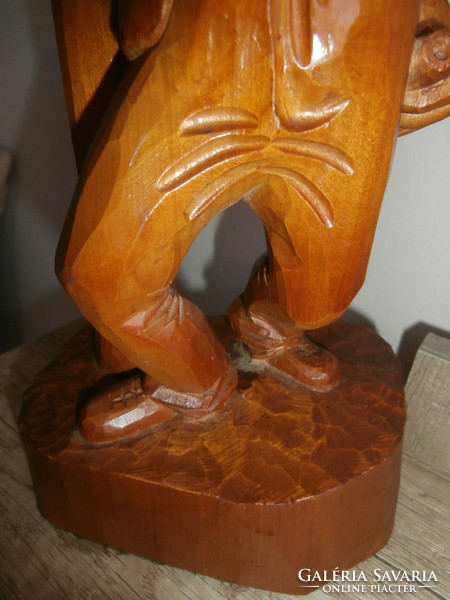 Carved wooden statue - cheerful drunk man 32cm