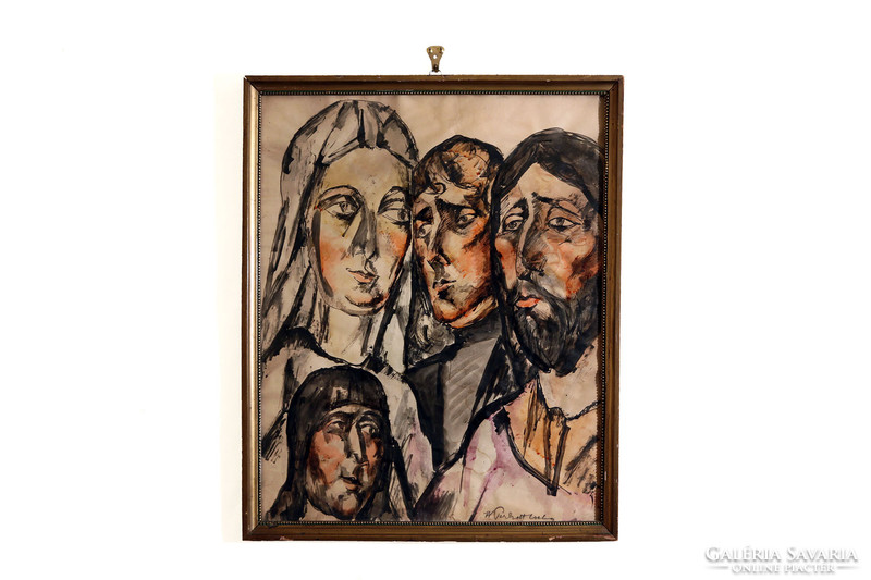 Csaba Vilmos Perlrott (1880-1955) expressive faces 1922. 50X40cm