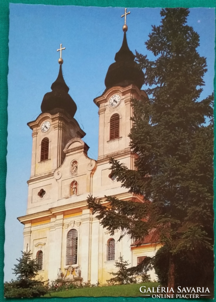 Tihany, Apátsági templom, postatiszta képeslap, 1985