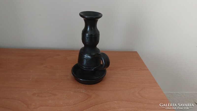 (K) Szép nádudvari fekete kerámia váza cca 18 cm magas K Nagy józsef