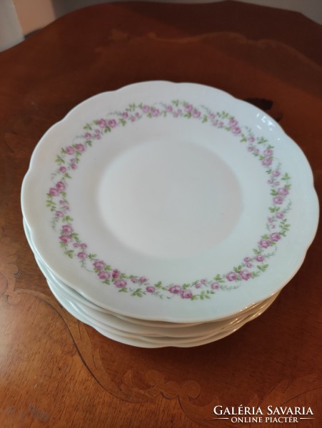 Hüttl tivadar small pink porcelain cake plates 6 pcs