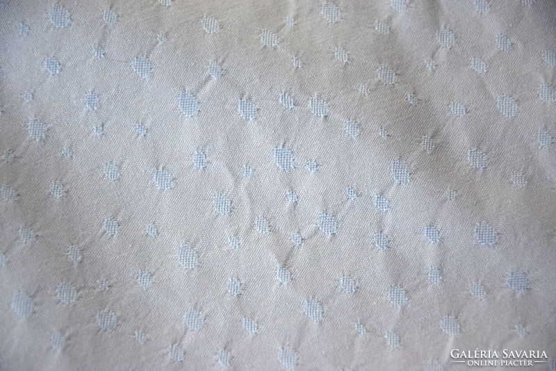 Világoskék régi selyem damaszt asztalterítő terítő abrosz csipke széllel 173 x 116