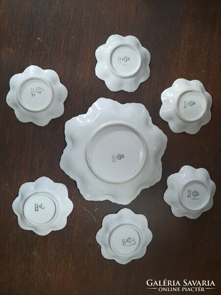 Old Zsolnay shield seal rose offering 6-person set, set.