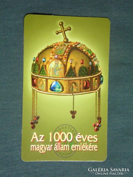 Kártyanaptár, politika, Kisgazda párt, Budapest, szent korona, 2000