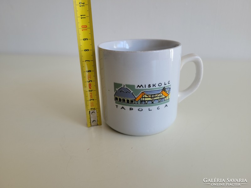 Retro porcelain mug miskolc miskolcta shelf memory mid century souvenir