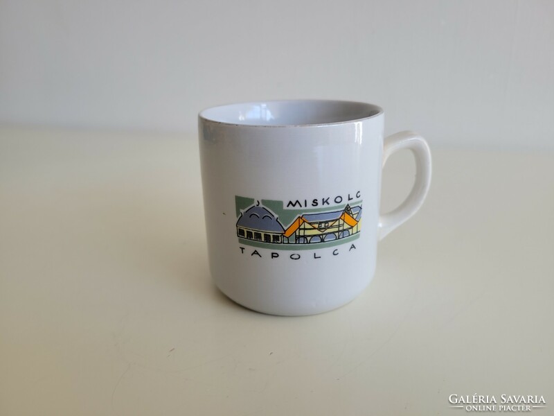 Retro porcelain mug miskolc miskolcta shelf memory mid century souvenir