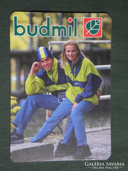 Kártyanaptár, Budmil sport ruházat divat,férfi női modell, Budapest, 2000