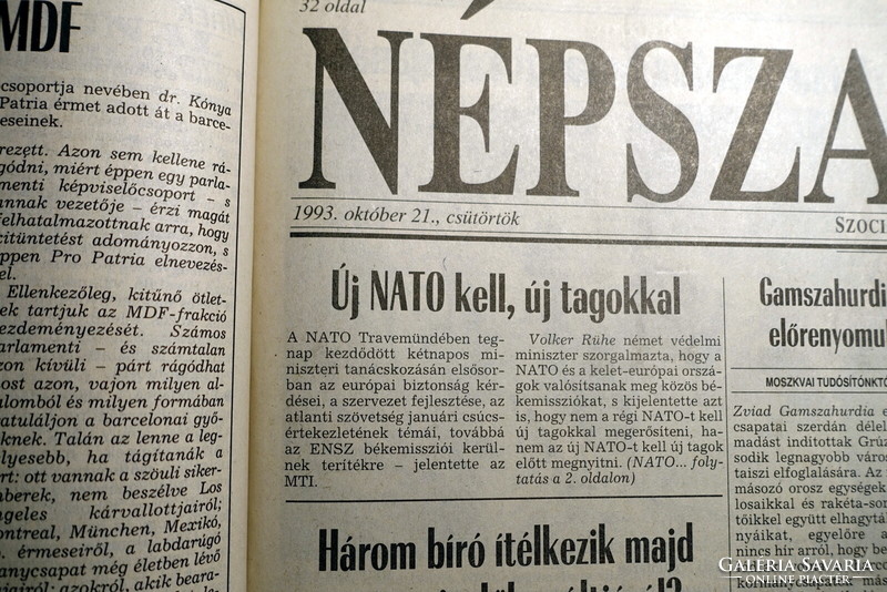 1993 október 21  /  NÉPSZABADSÁG  /  Újság - Magyar / Napilap. Ssz.:  25676