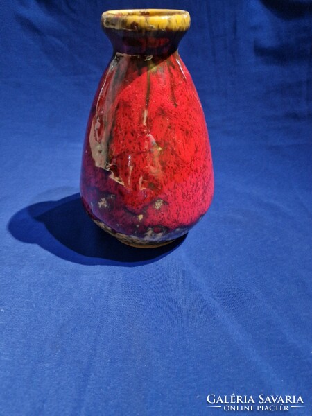 Retro applied art ceramic vase with reddish glaze