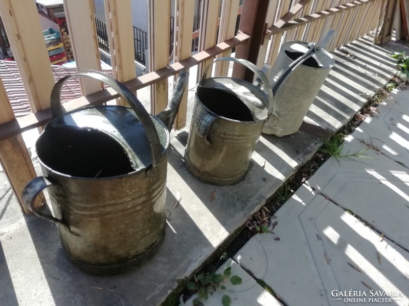 Antique tin watering can with 3 smaller holes