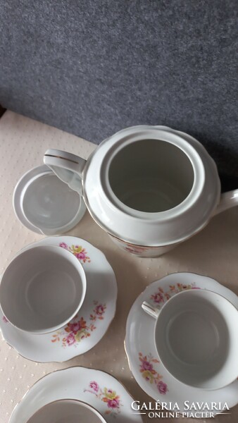 Zsolnay pajzspecsétes manófüles teás készlet 5 személyes, sérülésmentes, antik