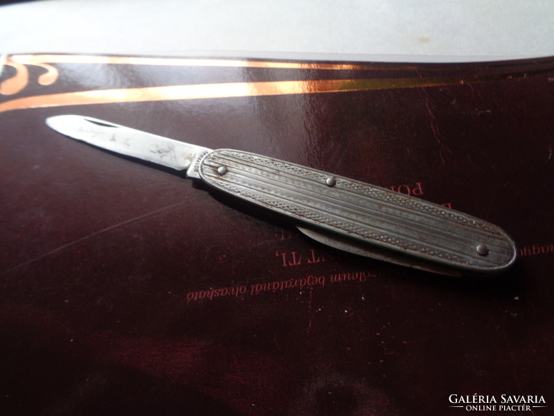 Small knife, pocketknife, from the sixties, with two edges, stainless steel, with mvs inscription,