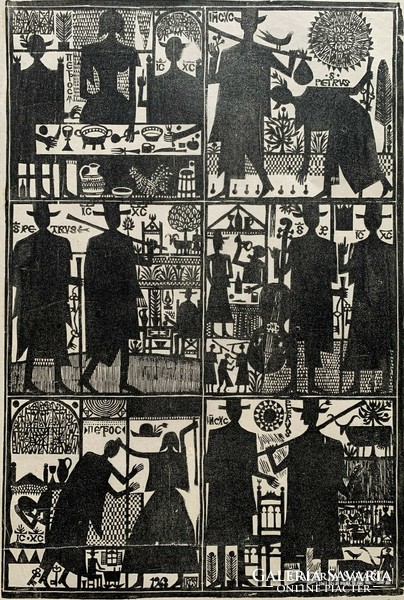 Csaba Rékassy (1937-1989) folk tales vi. (1970) Woodcut of the title / 51x35 cm /
