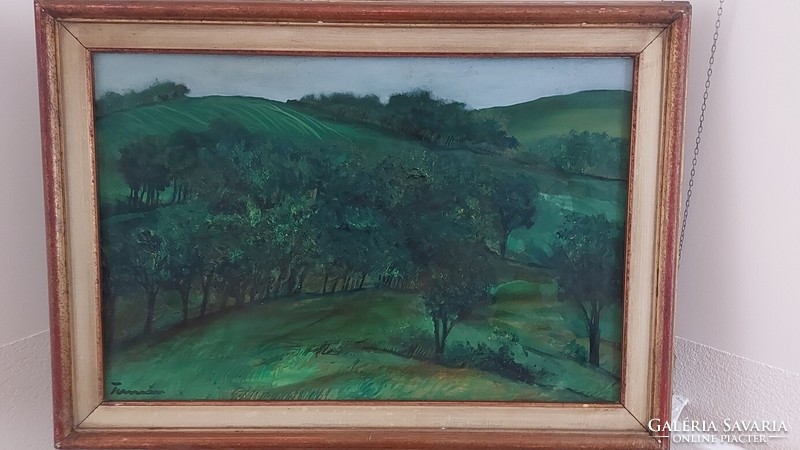 (K) Miklós Turcsán's picture gallery landscape painting with 81x58 cm frame