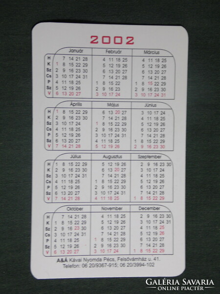 Card calendar, herba herbal shop, Pécs, 2002
