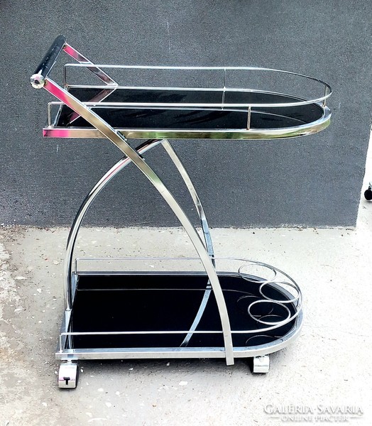 Design retro chrome glass cart negotiable art deco design