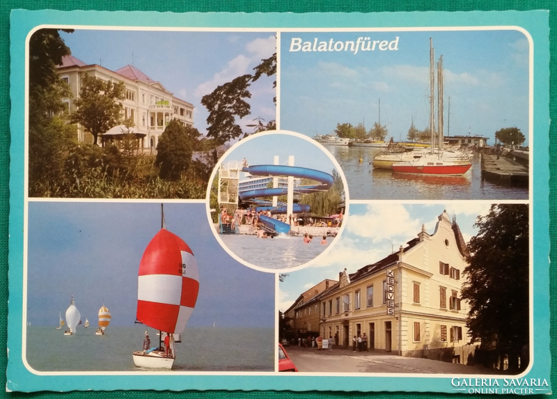 Balatonfüred, Kedves Cukrászda, postatiszta képeslap, 1991