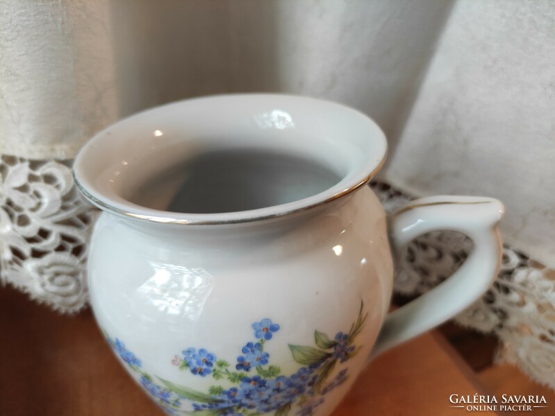 Beautiful blue drasche cup with tiny flowers, antique porcelain mug