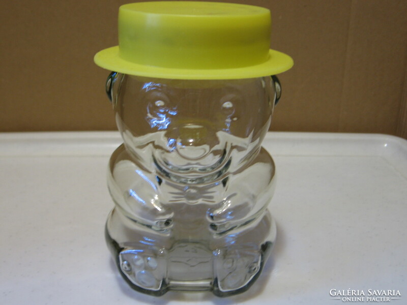 Glass bear shape honey glass with screw