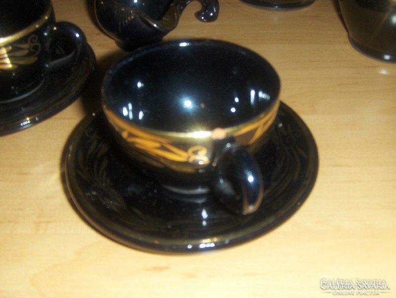 Black porcelain coffee set with gold decoration (14 / k)