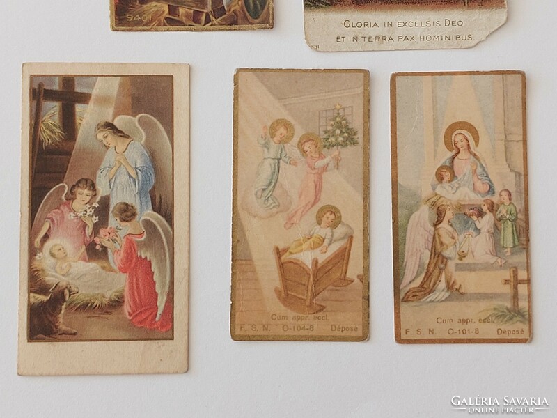 Old Christmas mini holy picture prayer card Bethlehem scene 5 pcs