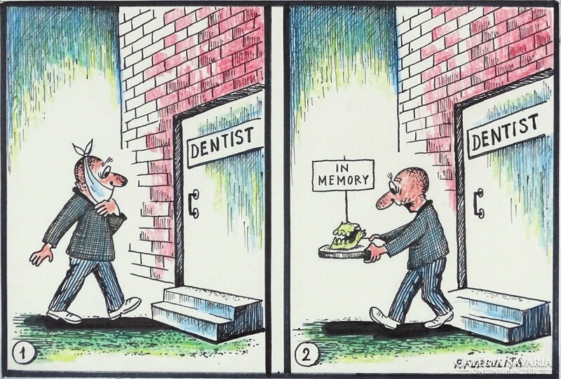 1P045 P. Furculita : Dentist - Fogorvos karikatúra