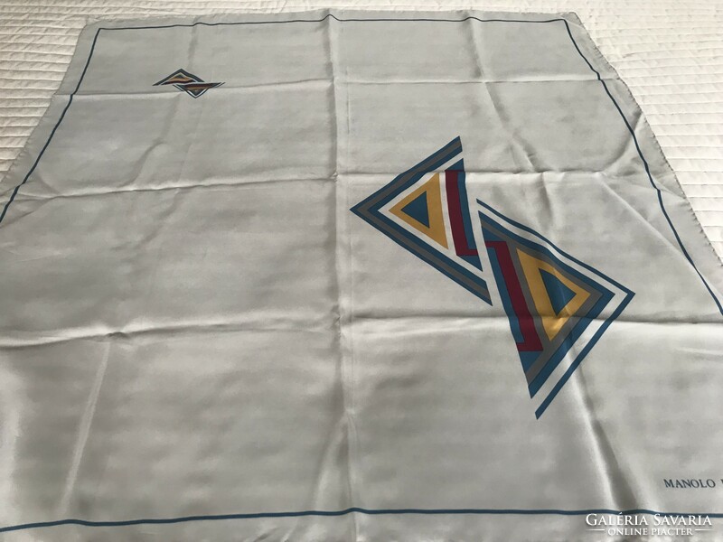 Hatalmas olasz selyemkendő, Manolo Borromeo dizájn, 87 x 85 cm