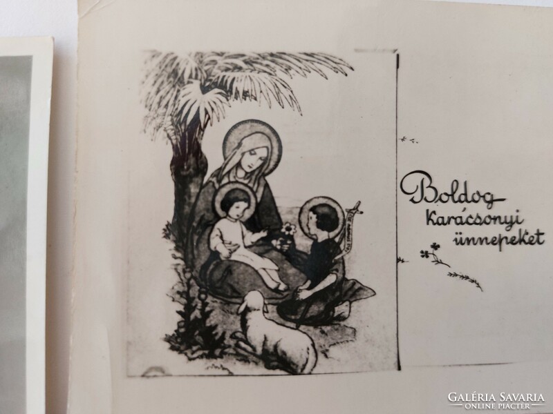 Old Christmas mini holy image prayer card Bethlehem scene 3 pcs