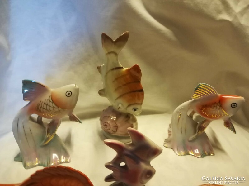 Hollóházi, Drasche, kerámia hal figurák