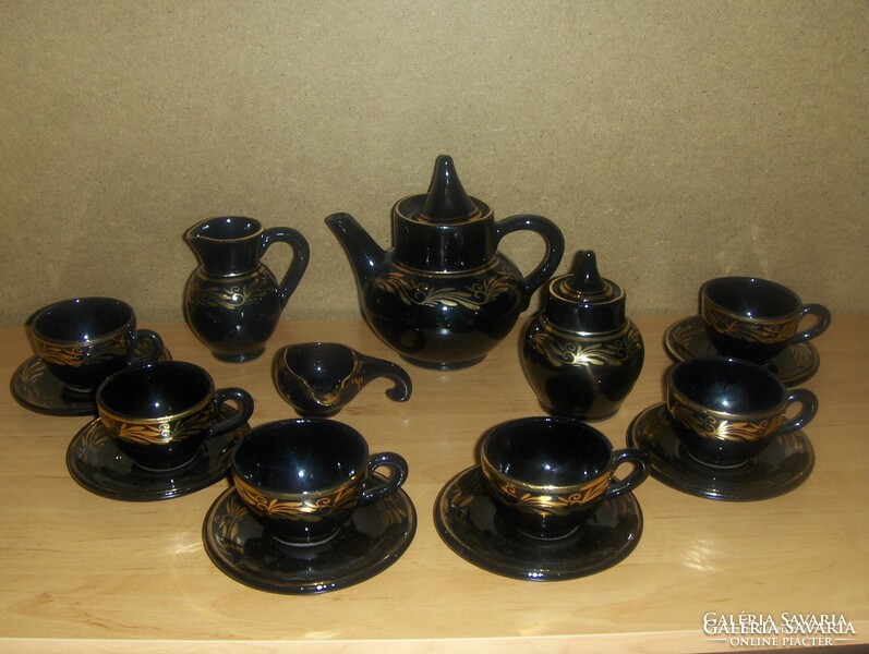 Black porcelain coffee set with gold decoration (14 / k)